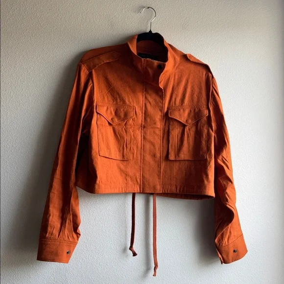 Rag & Bone Cropped M65 Field Jacket Rusty Orange Fall Linen Blend size small - Picture 2 of 6